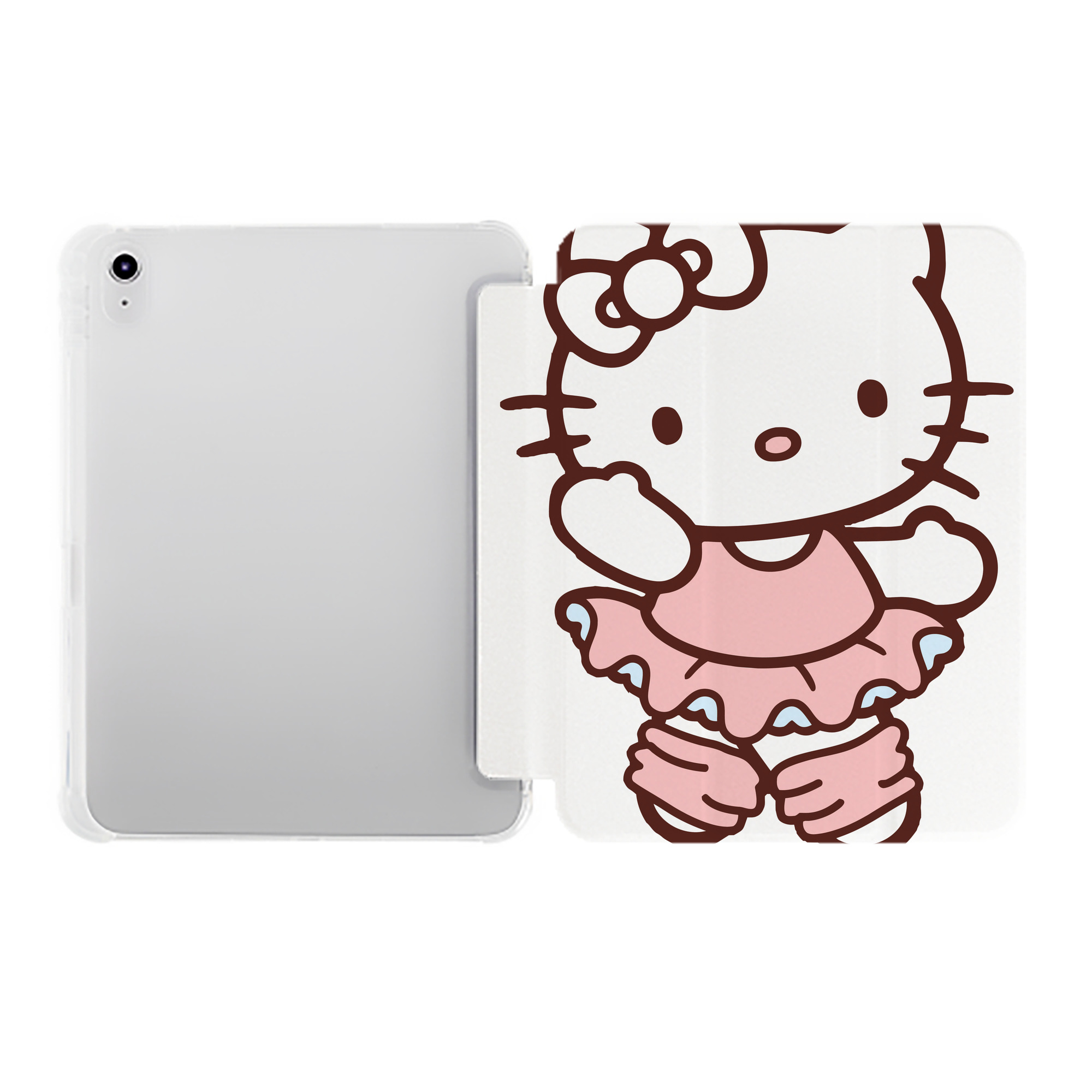 （画像用） Hello Kitty ハローキティ IPad ケース ペン収納付き 三つ折りスタンド PUレザー×シリコン 対応機種9.5/10.5/10.9インチ